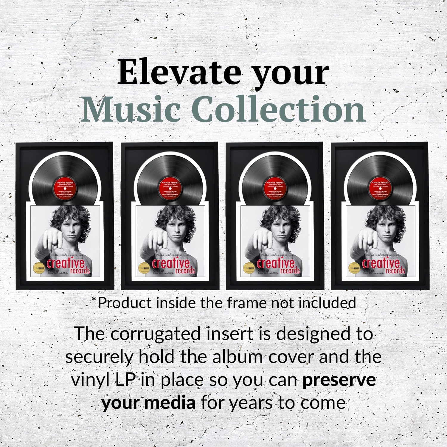 Creative Picture Frames 16" x 24" Jukebox Vinyl Frame Display with Double Black-White Matting, LP Record Album Frame for Wall Decor, Black/White, 1 Count