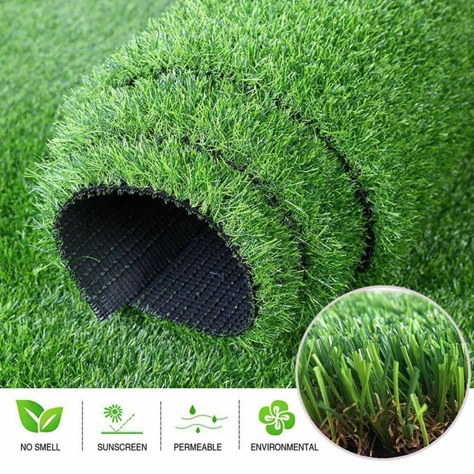 Gazon synthétique Pelouse Artificielle Verte Anti-UV Facile à Nettoyer for balcons, terrasses et Jardins