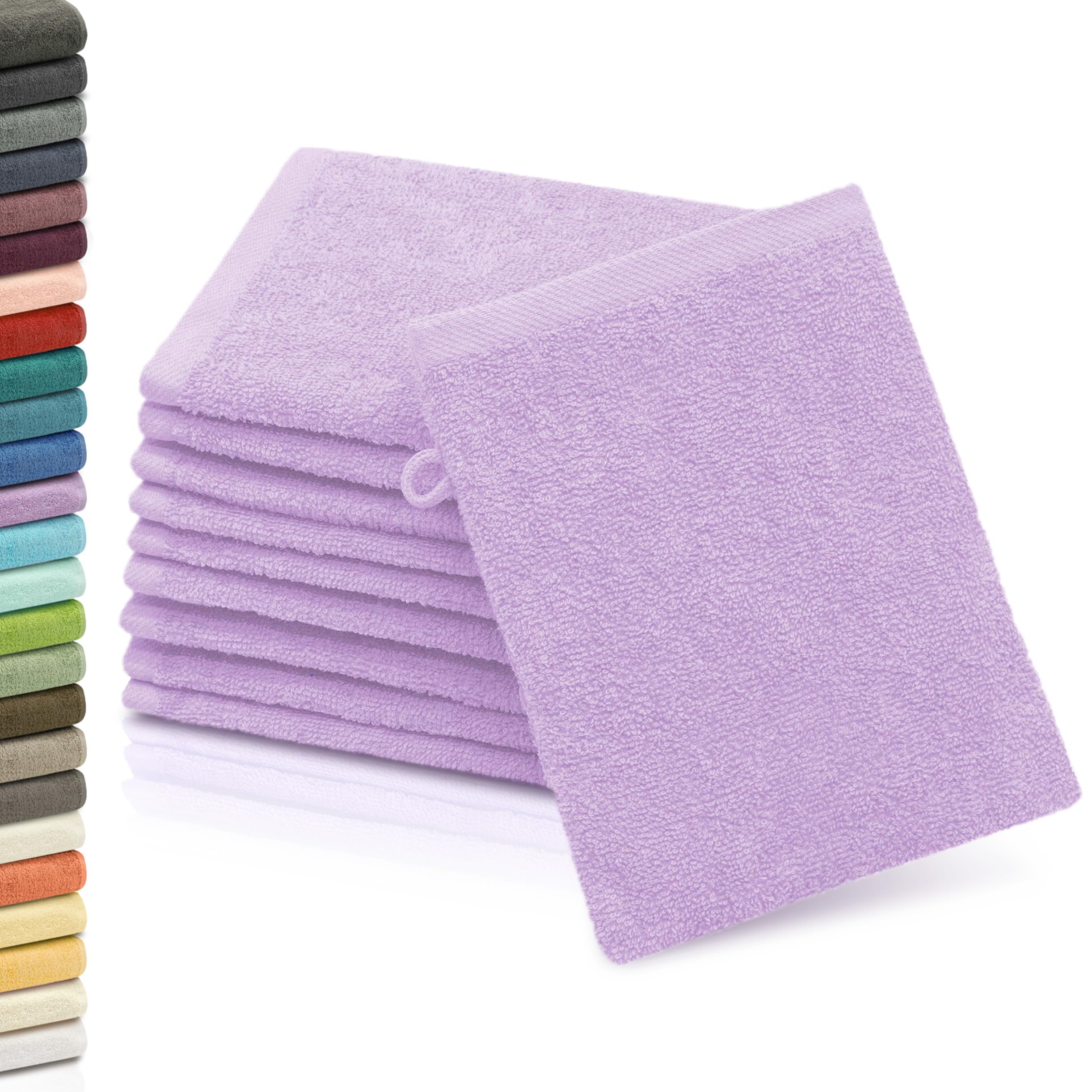 ZOLLNER 10 Manoplas de baño, algodón, 16x21 cm, 420 g, Lila