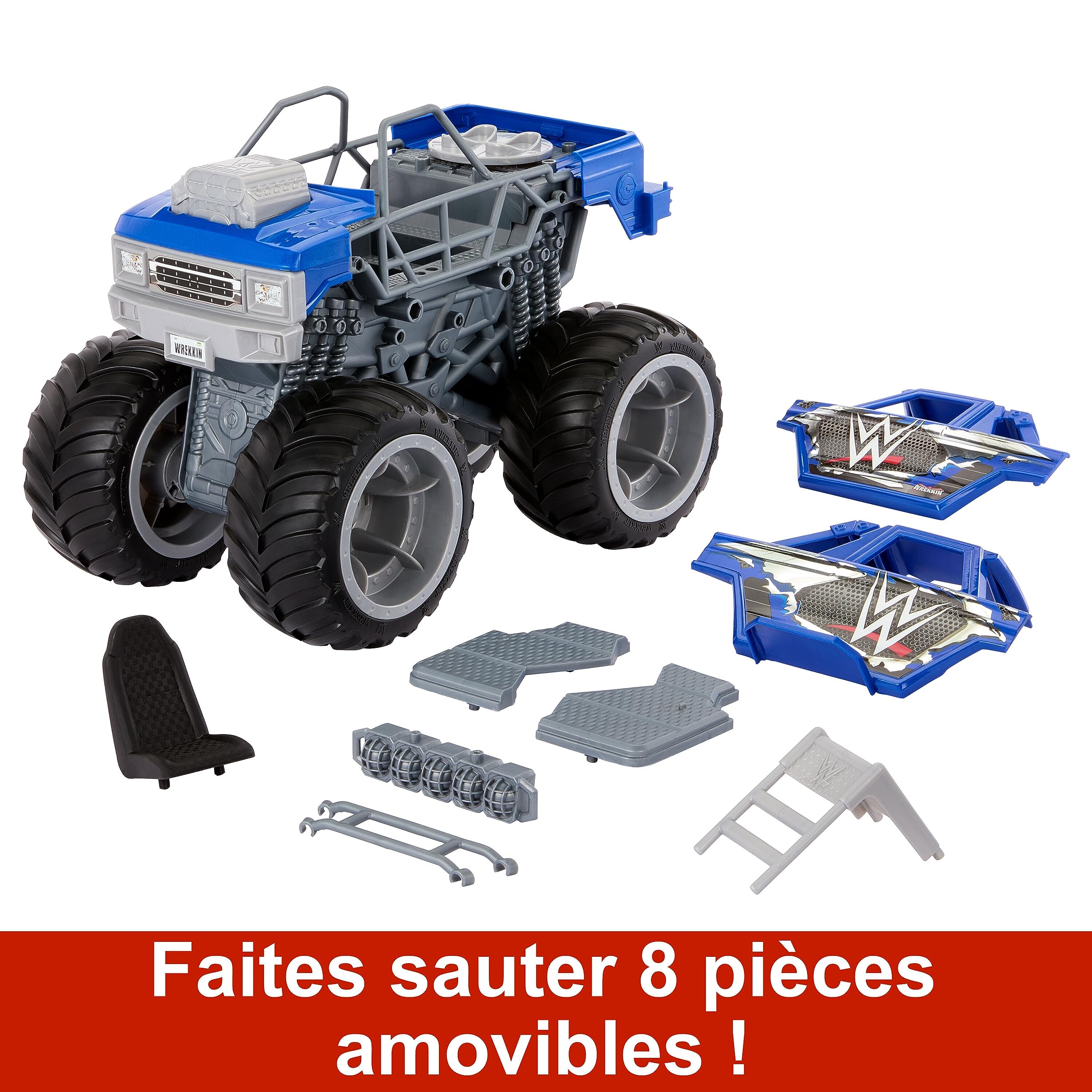 Mattel WWE Wrekkin Slam Crusher Véhicule Monster Truck avec 8 parties amovibles, Dès de 6 ans, HPG36