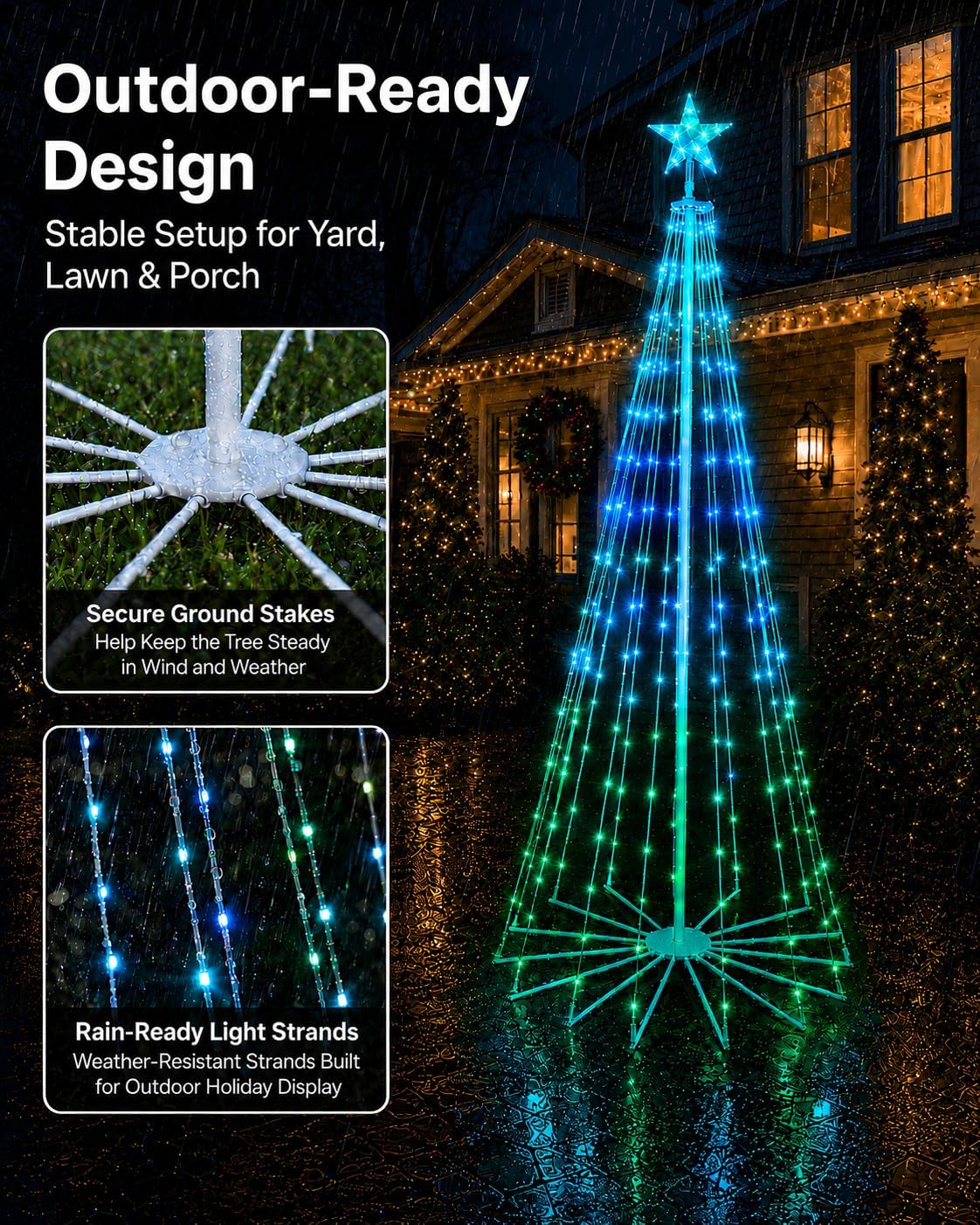 Probro 9FT Smart Outdoor Christmas Tree Lights, 460 LED RGB Light Show image 5