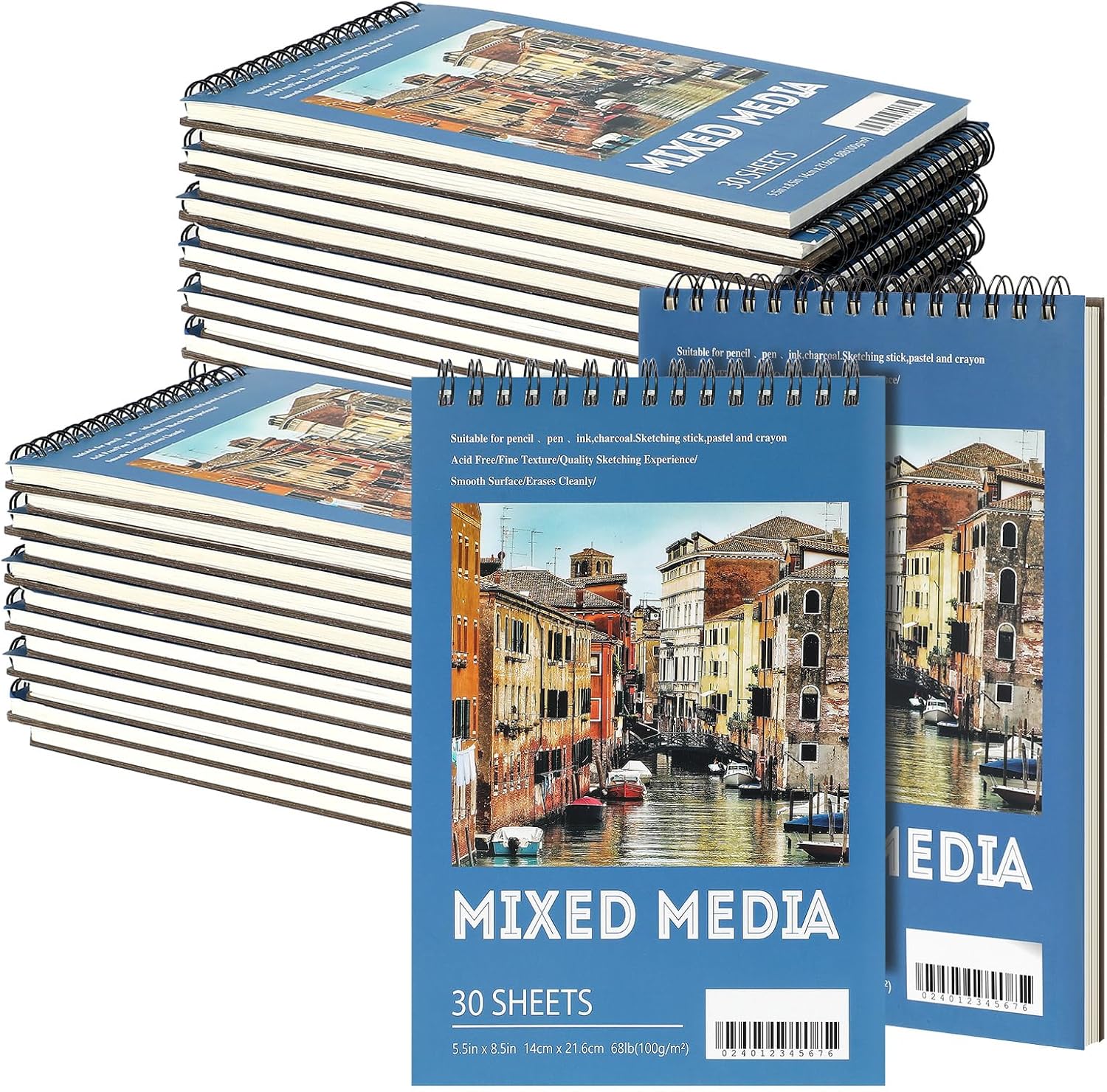 Jexine 20 Pcs 5.5'' x 8.5'' Top Spiral Bound Sketch Book 30 Sheet Each(68lb/100gsm), Sketching Drawing Pad Bulk Artist Sketch Pad Drawing Paper Art Sketchbook for Painting (Tree)