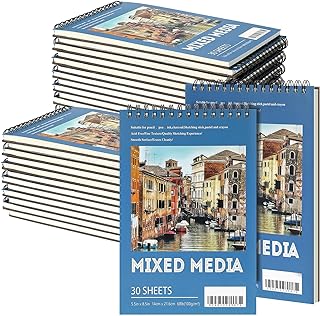 Jexine 20 Pcs Sketch Book Bulk 5.5"x8.5" Top Spiral Bound,Mixed Media | 30 Sheet Each 100gsm Drawing Paper, Sketch Pads for Painting, Artist Sketchbooks Bulk, Art Paper for Students