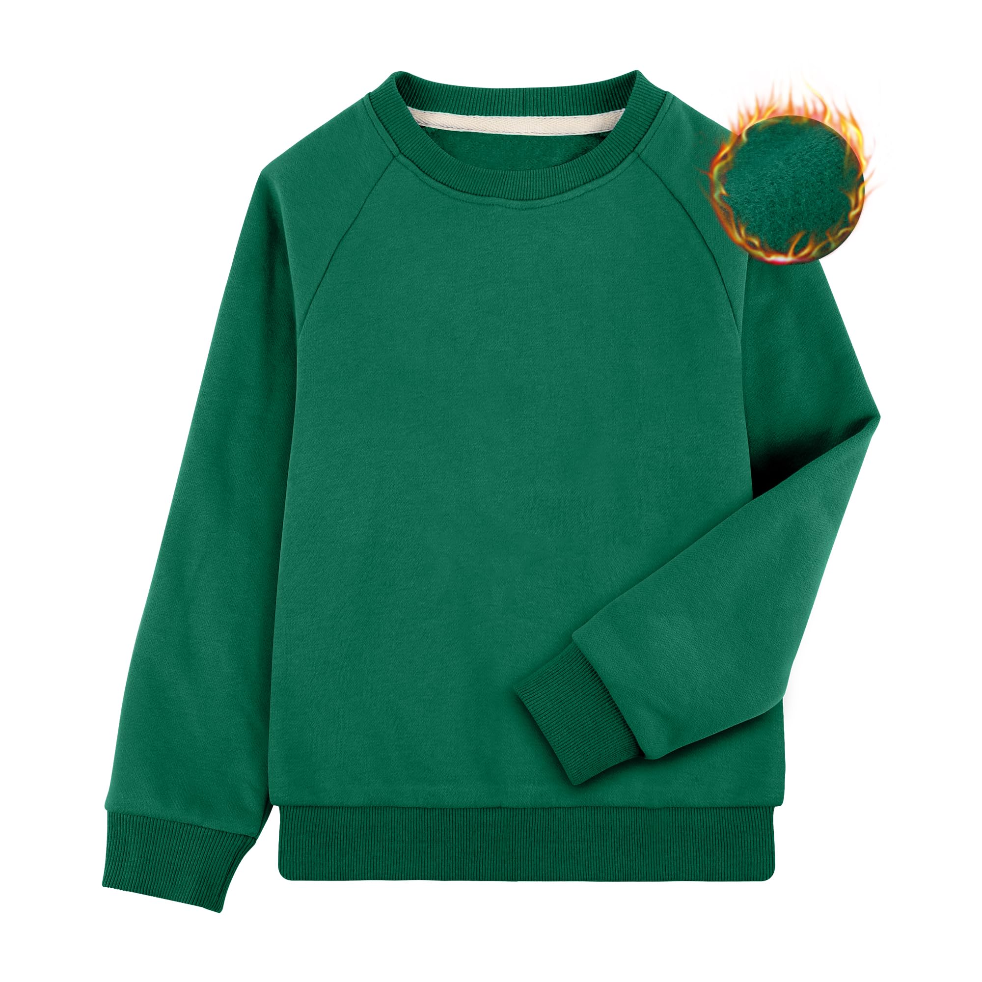 BIG ELEPHANT Boys Crewneck Sweatshirt Youth Fleece Sweatshirts Long Sleeve Basic Pullover Soft Warm Thin Fleece for Kids