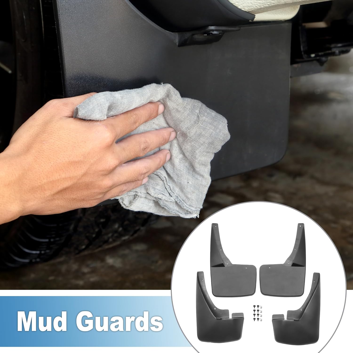Mud Flap Splash Guard with Mount Accessories Front & Rear Side Mud Guard for Cadillac Escalade (Sport Utility) 2007-2014 (Set of 4)