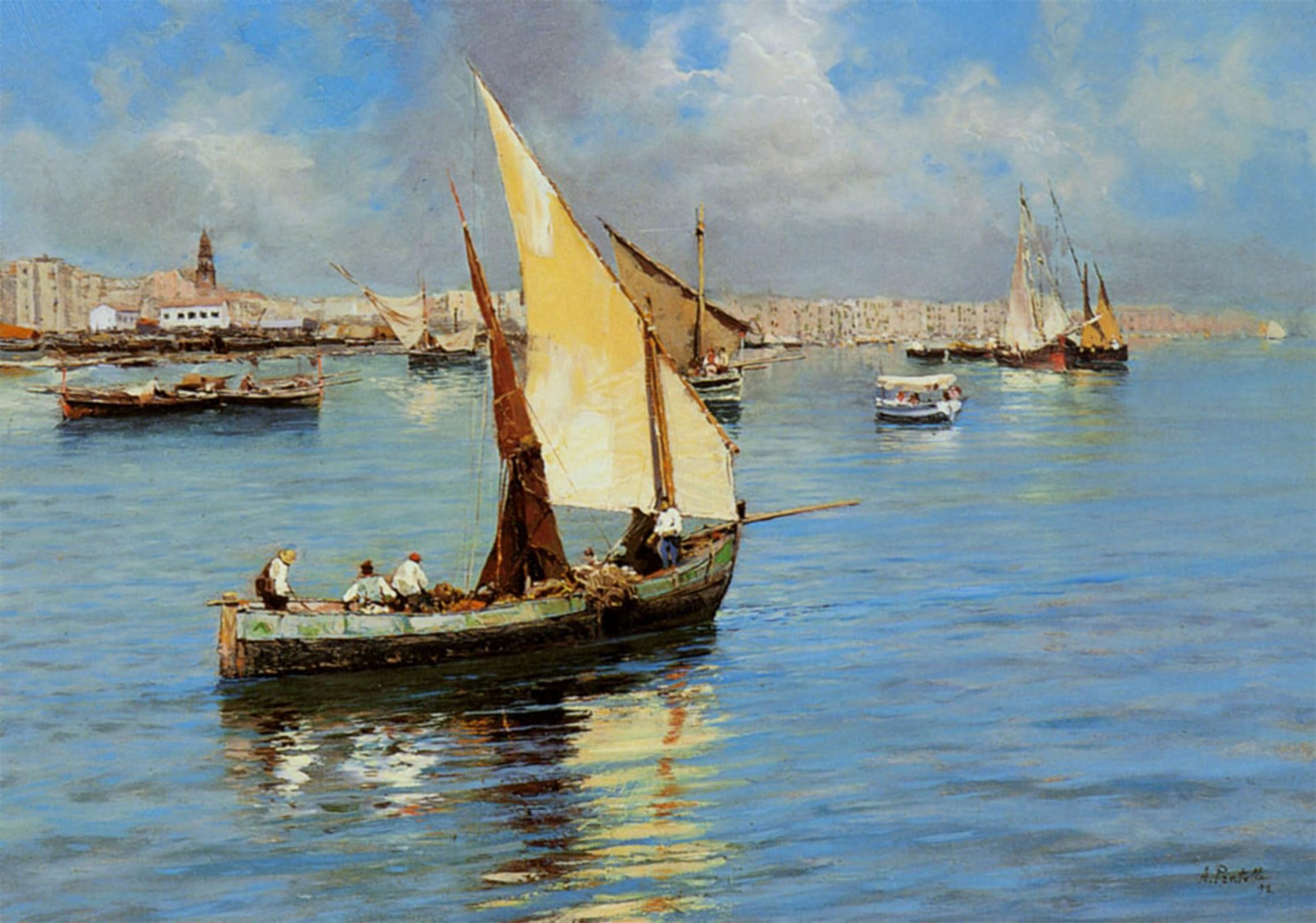 HRJUBWREE Vintage Poster Photo Wall Print Mural Artwork Porto Di Napoli Art Prints Painting for Home Decor 60x90cm