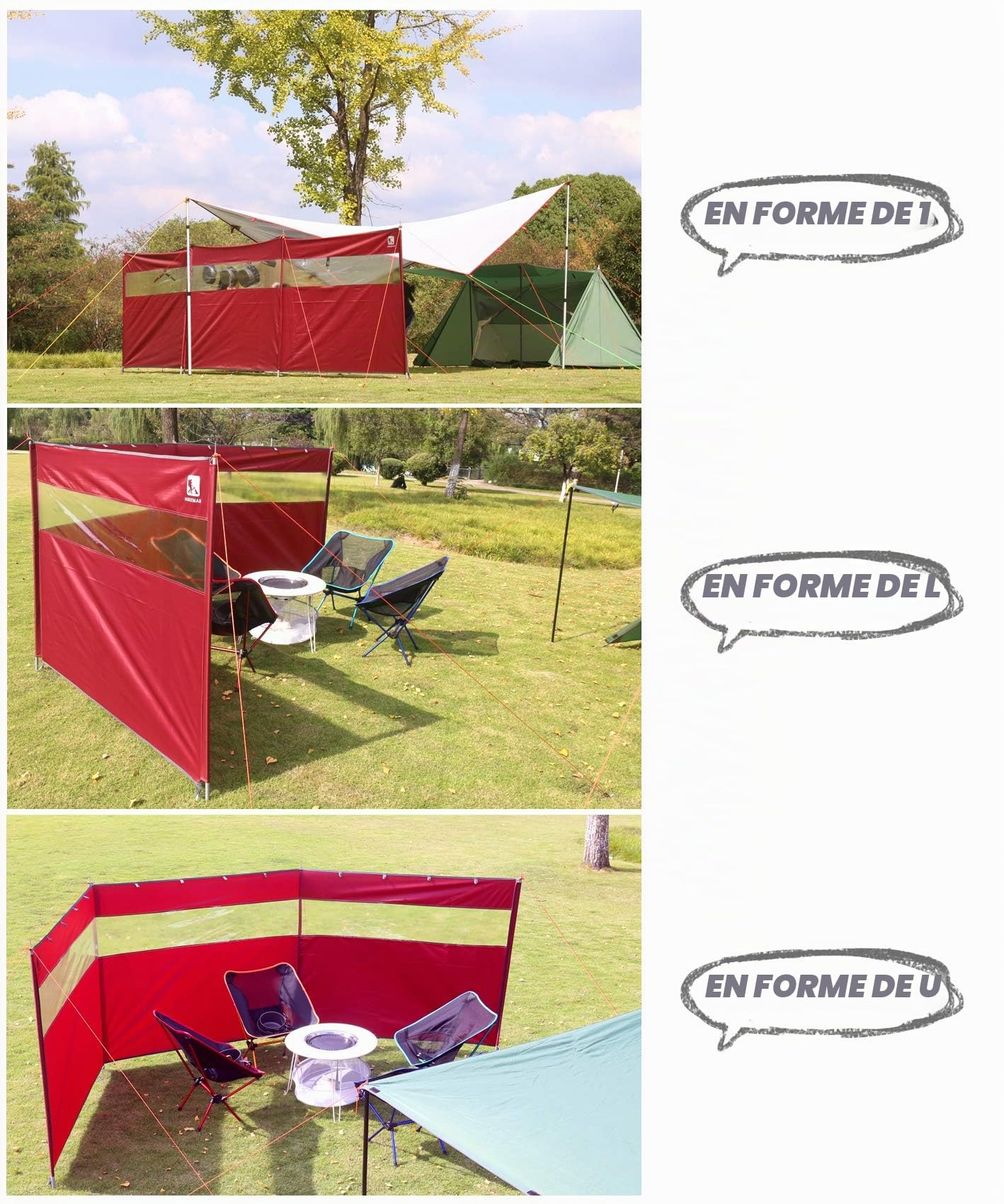 Camping Paravent Windshield - avec fenêtre,Grand Tente de Plage,Brise-Vue de Jardin (Upgrade-Black)