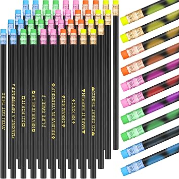Eersida 40pcs Motivational Pencils Bulk Color Changing Mood Pencil with Eraser Encourage Positive Saying Thermochromic Pencil Back to School Supplies for Kids Students Classroom Gifts Positive