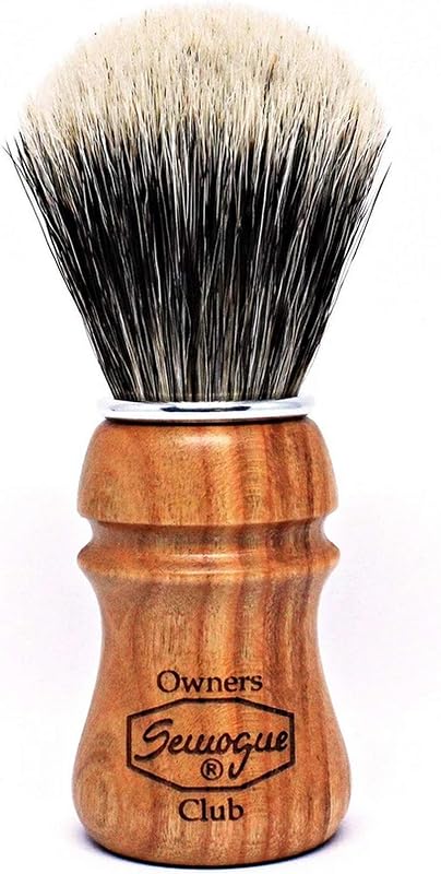 Pincel de barbear S.O.C. em madeira de cerejeira Semogue com pelo de texugo Two Band