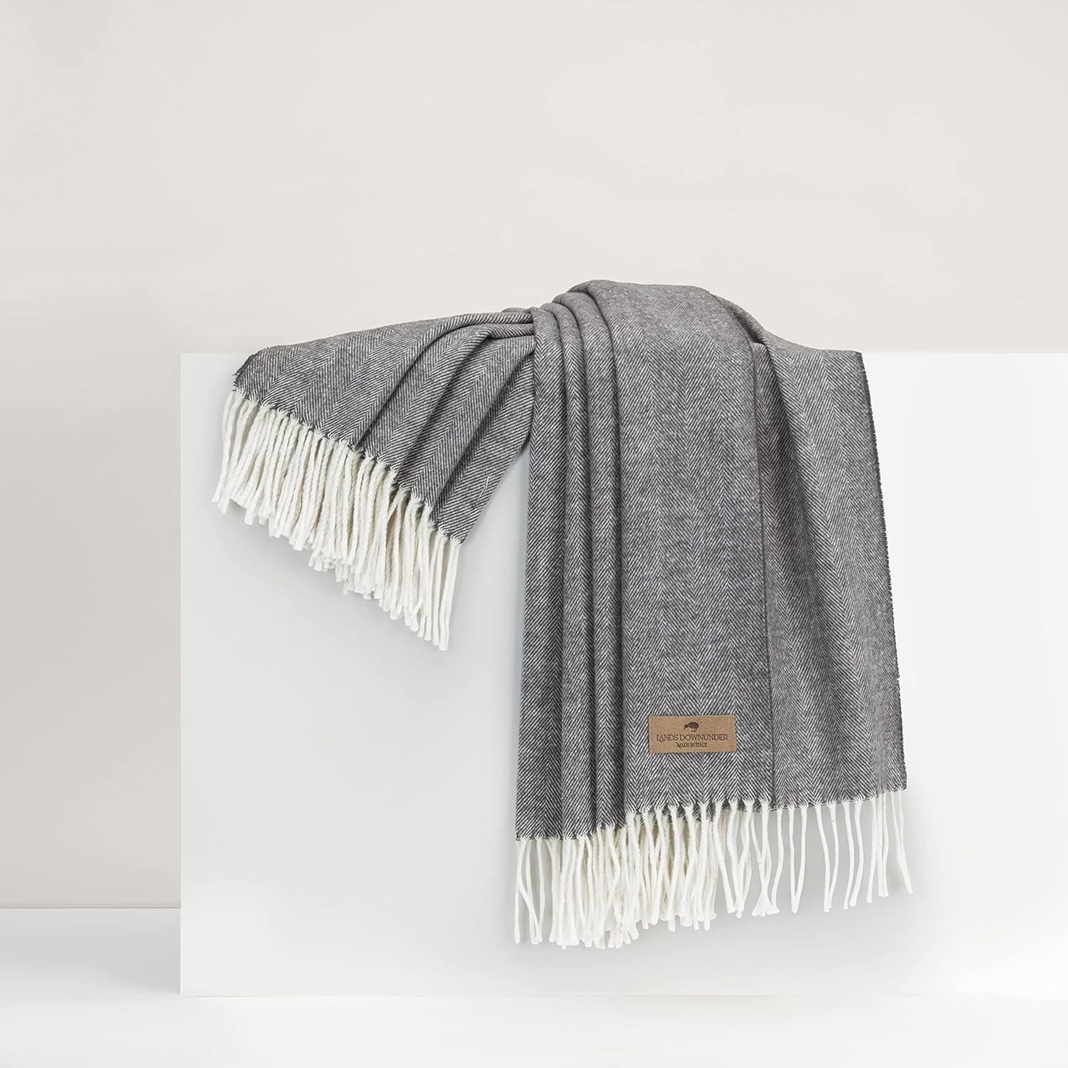 Lands Downunder Charcoal Italian Herringbone Throw - Cotton Blend - 51"x67"