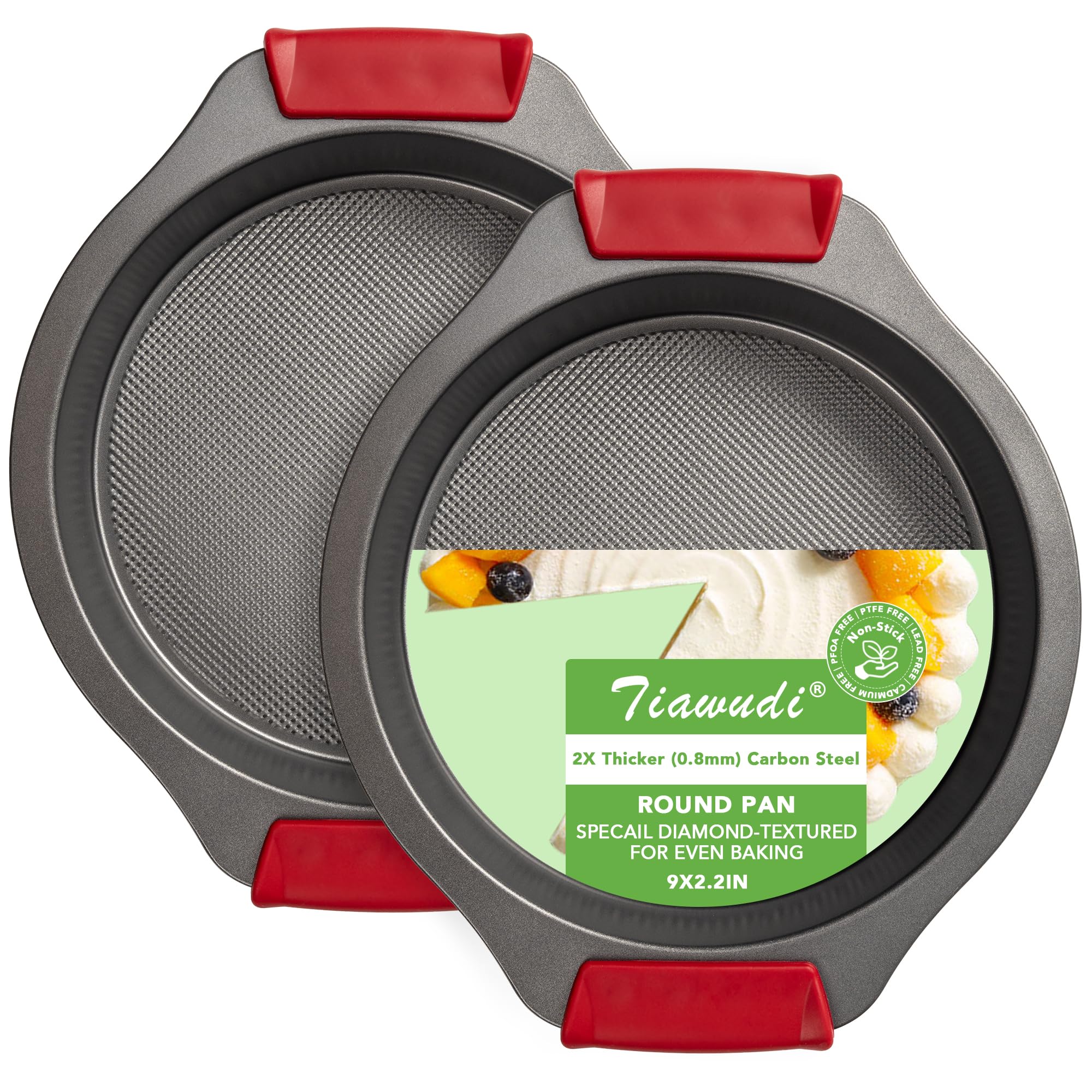 Tiawudi Round Cake Pan Set Silicone Handles