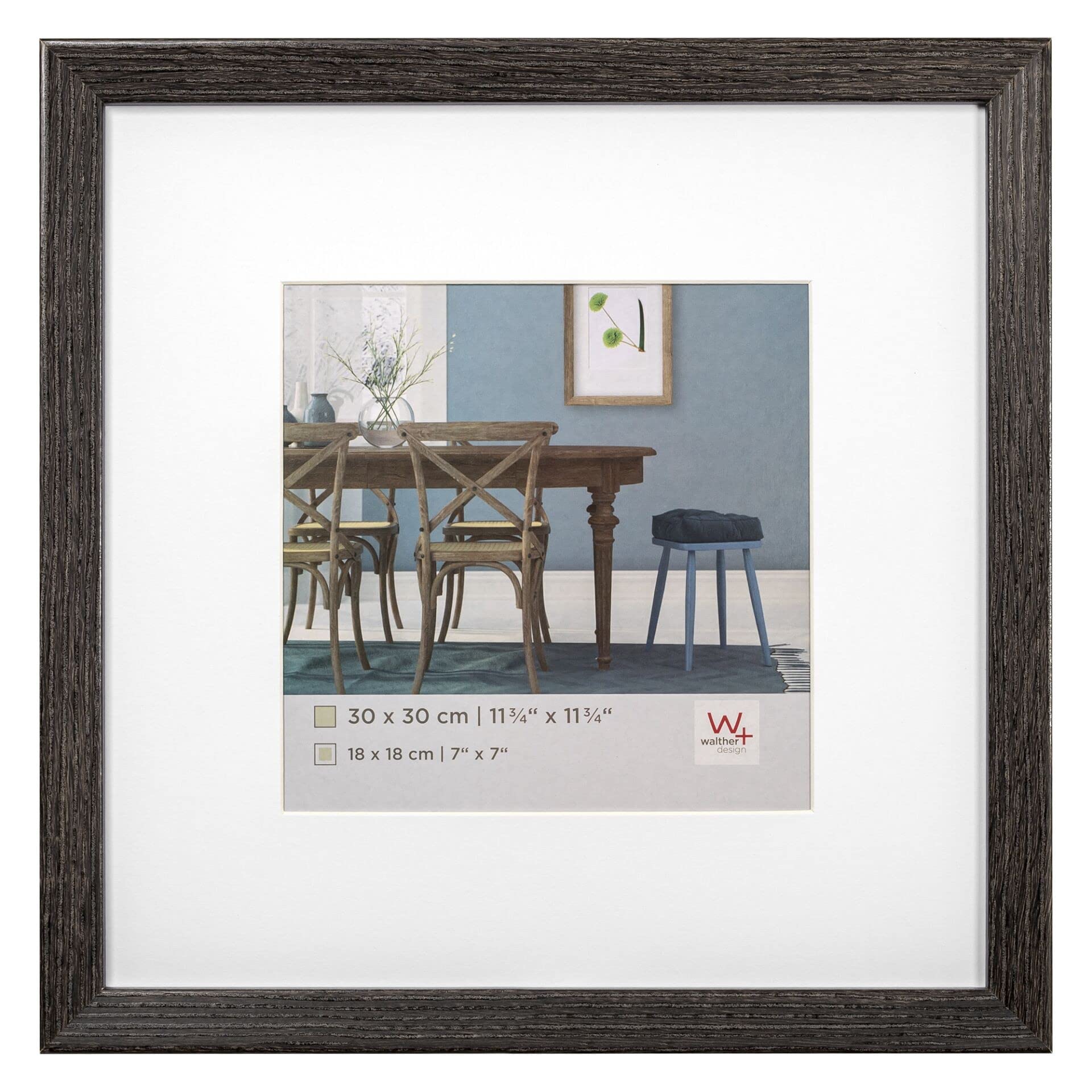 walther design EF330D Marco de madera Fiorito 30x30 cm, gris oscuro