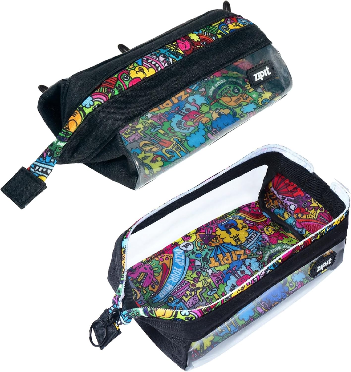 ZIPIT Lenny Clear Pencil Case, Wide-Opening Zipper Pouch for Girls and Boys