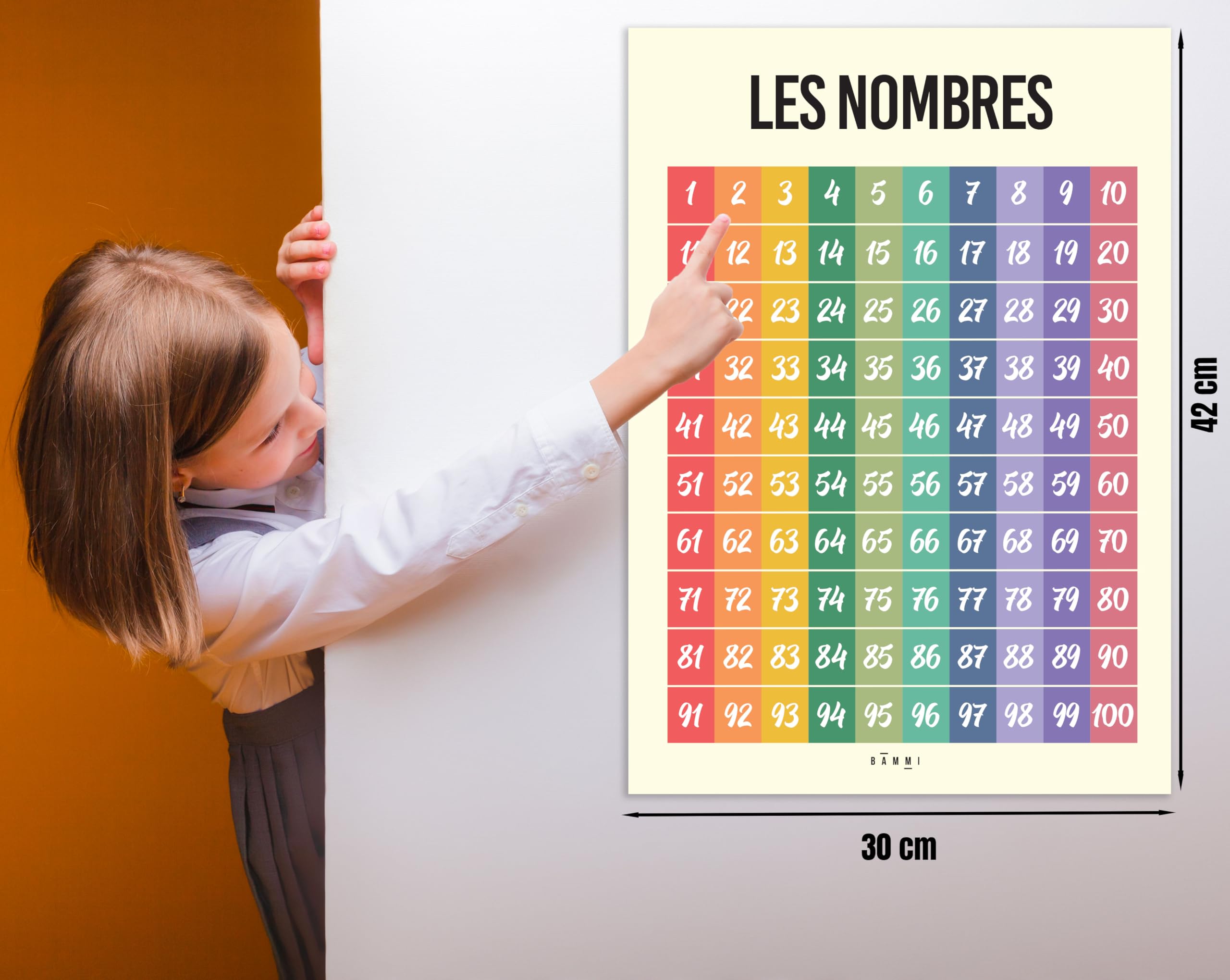BAMMI 8 Educational Posters 30 x 42 cm Children's Educational Posters: Alphabet, Numbers, Colours, Shapes, Days, Months, Emotions, Seasons - Image 3