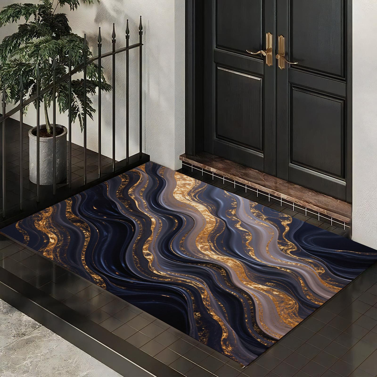 Paillasson absorbe l'eau bleu marine 60 x 90 cm parfait pour la cuisine