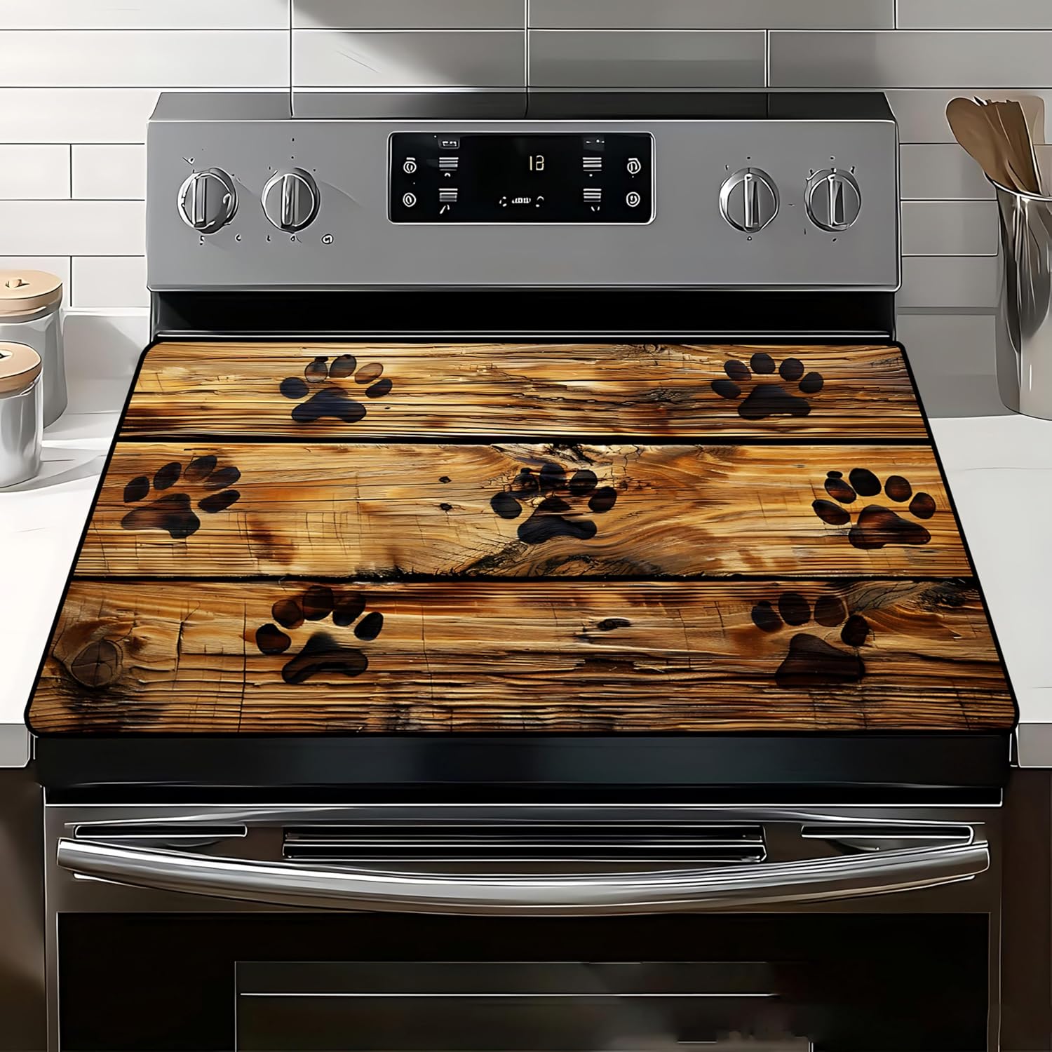Amazon.com: KKYEJLQYI Electric Stove Top Cover 28.35x20.47in, Rustic ...