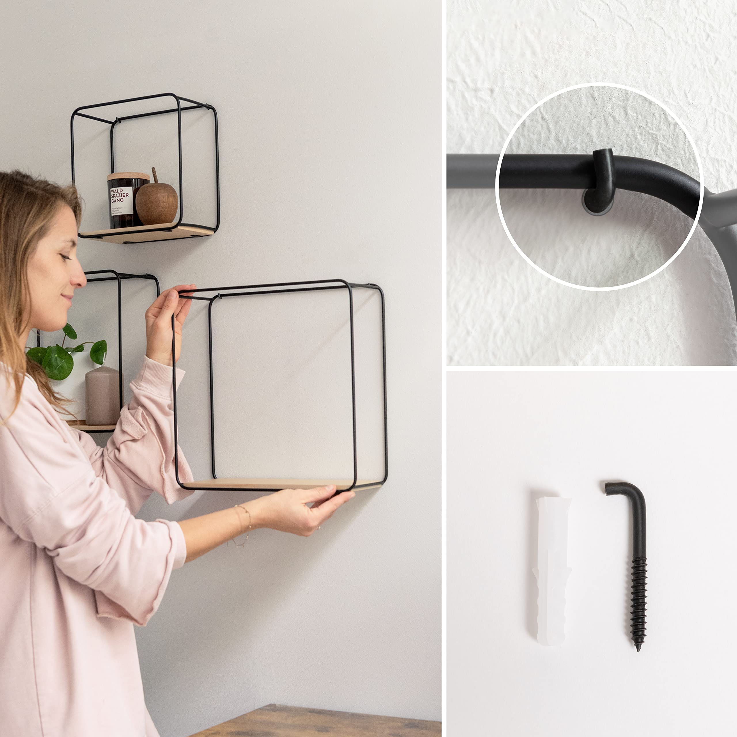 Set 2 Mensole Libreria Sospese 60cm - Scaffali Libri Invisibili Bianchi Per Parete - Foto 3