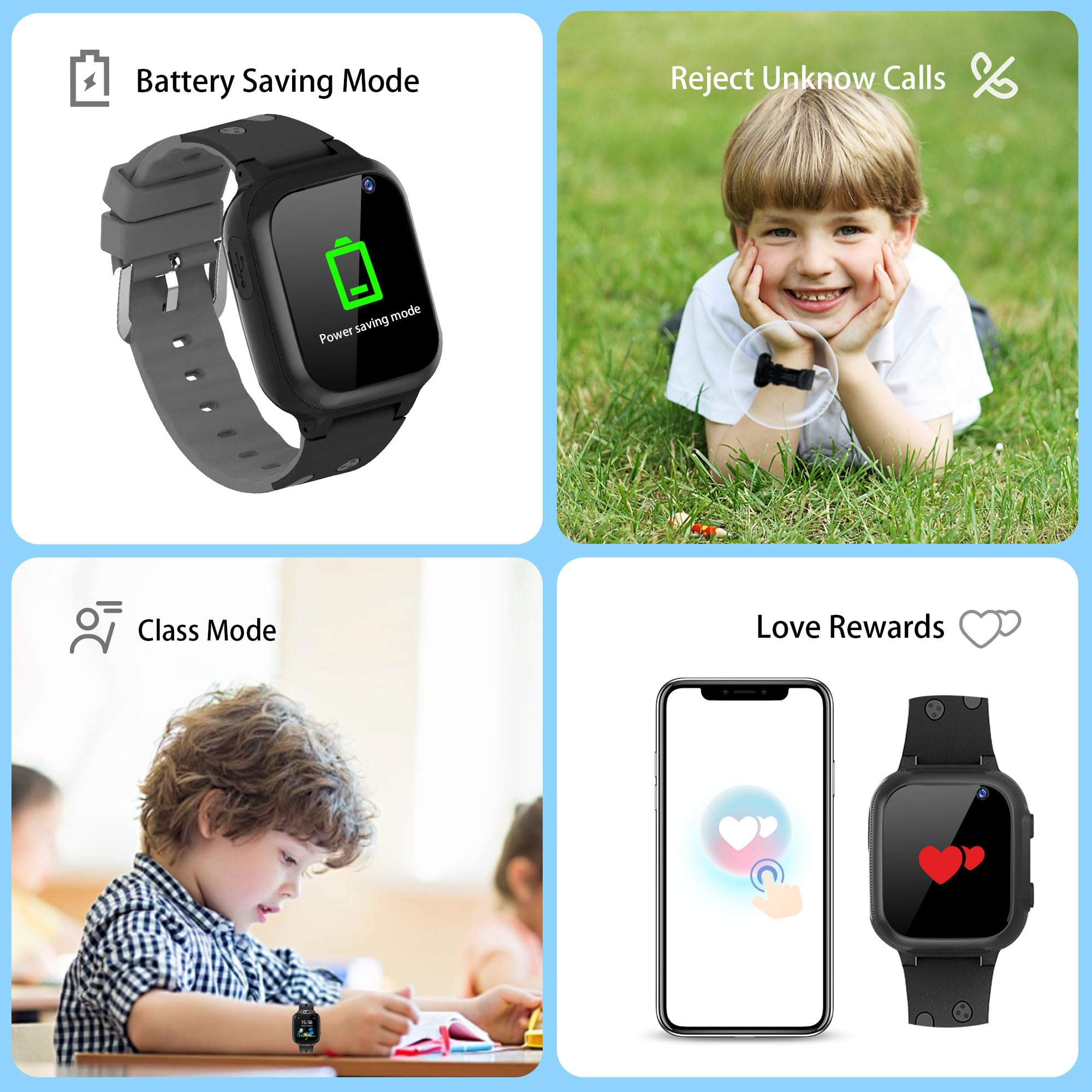 Smartwatch Bambini con GPS Torcia Chat Vocale Telefono SOS Giochi