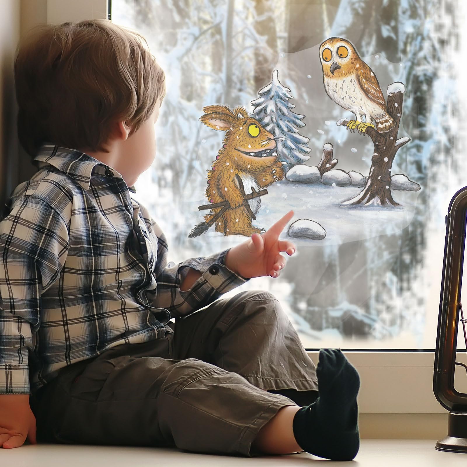 Gruffalo’s Child and Owl Window Sticker – Reusable & Removable Gruffalo Window Decal, Kids Room Decor, Easy to Apply & Position