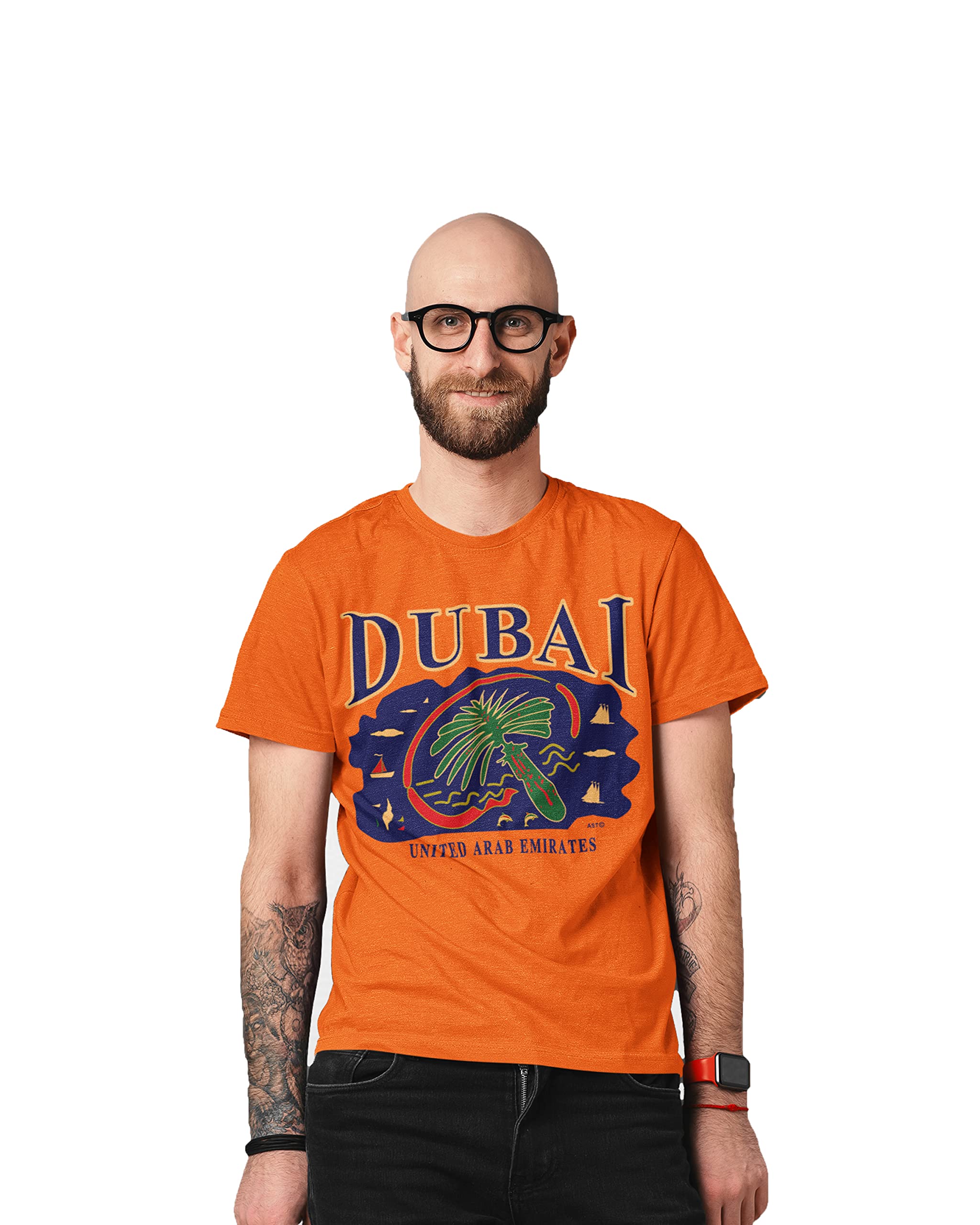 DubshiDubai T-shirt for Men Orange D99