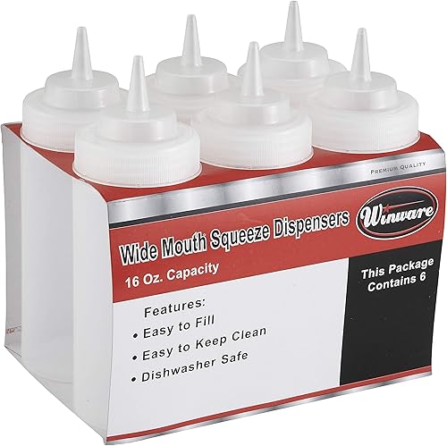 Miniatura 10 de winco Chocolatier de boca ancha Squeeze botellas para chocolate, 32onza, Transparente