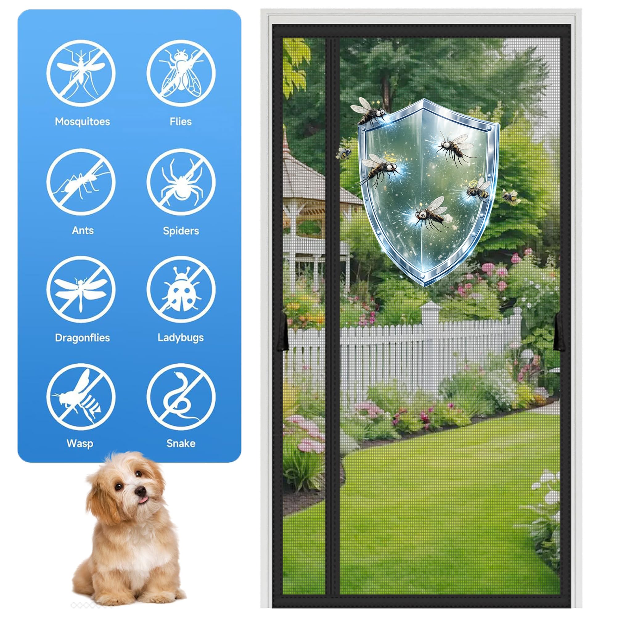 Fliegengitter Tür Schwarz 172x220cm Ohne Bohren Freihändig Balkontür Magnetvorhang Luftdurchlässig Reißfest Wetterfest Langlebig Für Schlafzimmer Türen Und Terrassentür