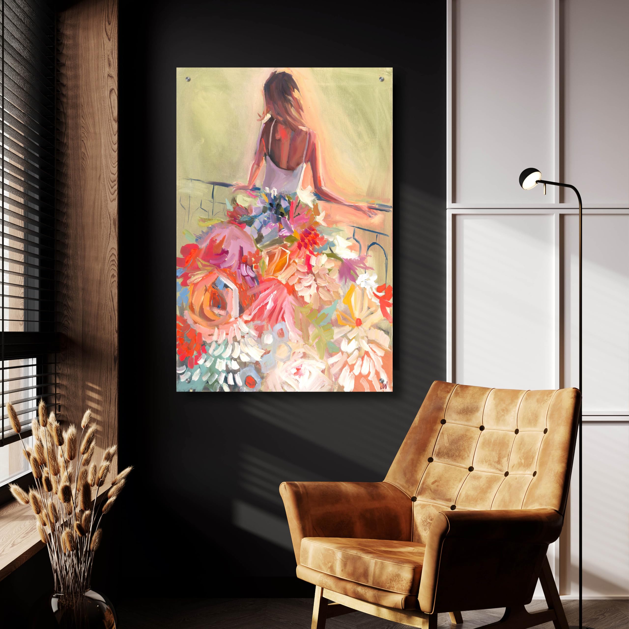 エルテ　ERTE フラワードレス　シルクスクリーン 女性のダンス アート Amazon.com: Epic Art 'Flower Dress' by Jenny Westenhofer, Acrylic
