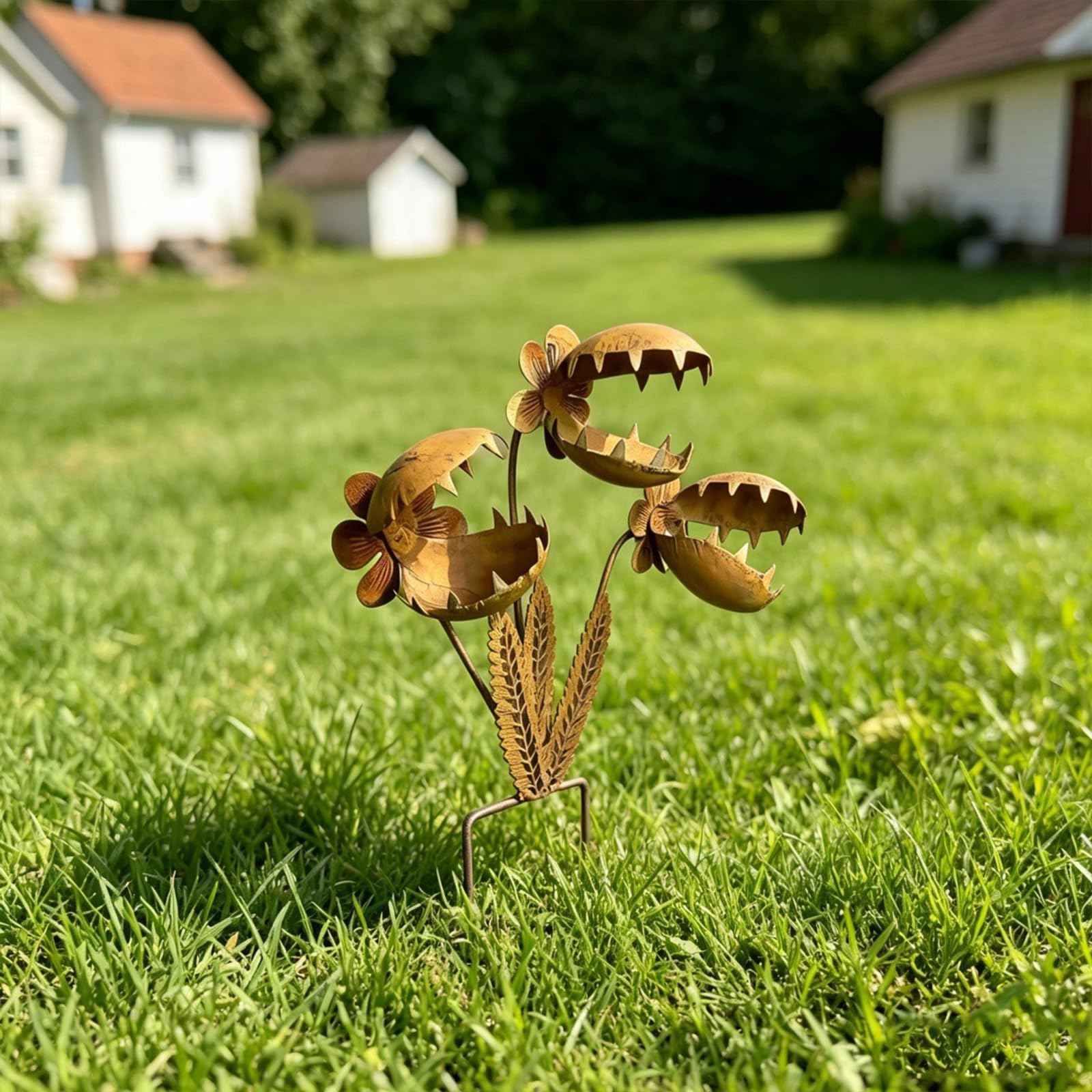 Whimsical Metal Carnivorous Plant Garden Stake 65 Characters