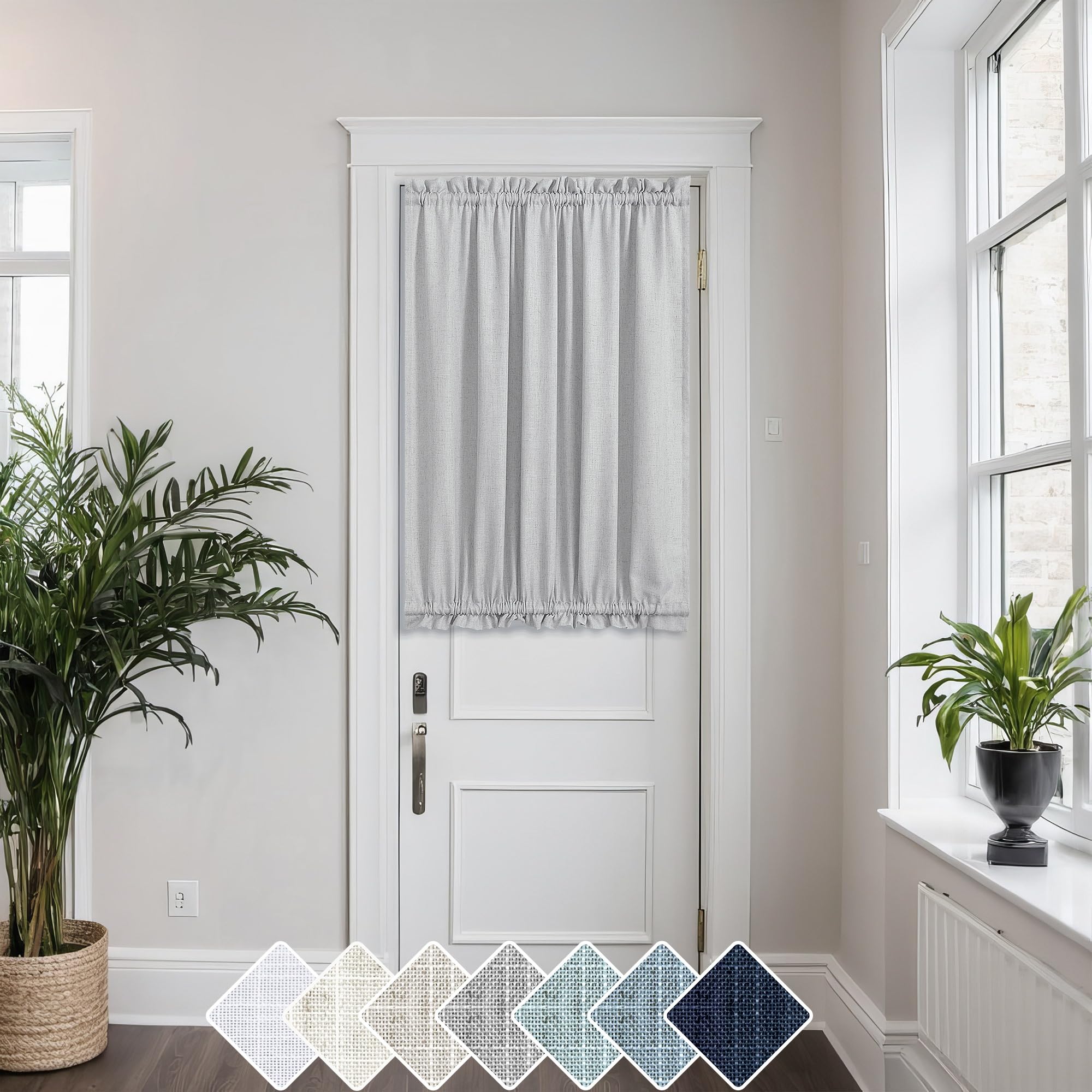 VOGOL Door Curtain 40 Inch Long, Sheer White Door Panels With Rods Top And  Bottom, image size:2000x2000
