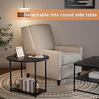 Vista 6 de WOHOMO Mesa auxiliar, mesas de centro modernas negras para sala de estar, juego de mesa central pequeña desmontable 2 en 1 con almacenamiento, Negro