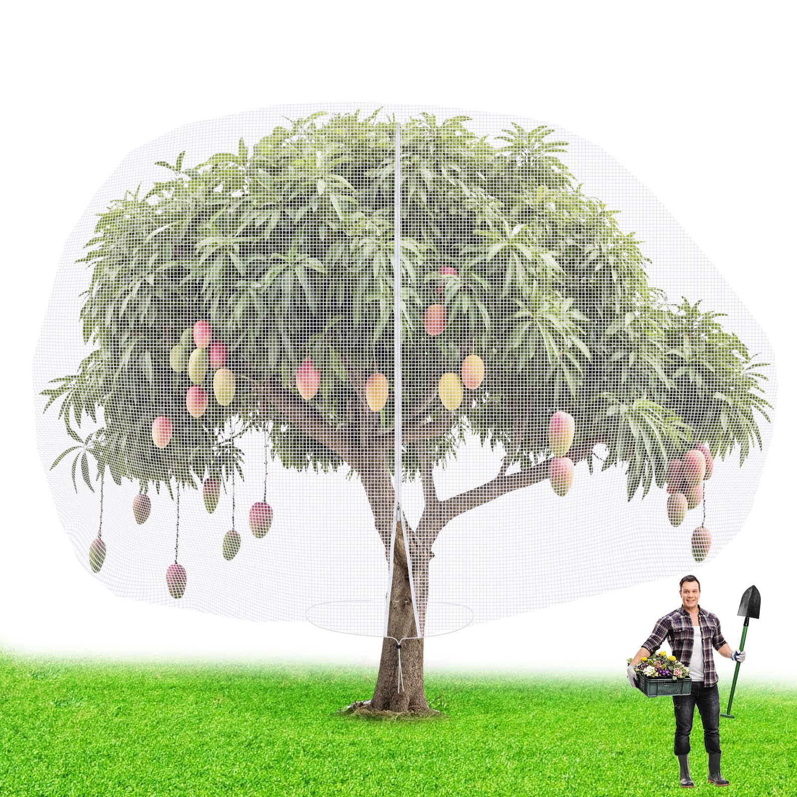 Photo 1 of Vincreem 12 x 16 ft Large Fruit Tree Netting for Protecting Fruit from Squirrels Birds Bug Deer & Rat Garden Mesh Netting with Zipper and Drawstring Heavy Duty Tree Covers for Garden Bushes
