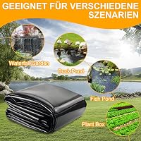 SDLDEER Kerti Tófólia 4x6m - Fekete HDPE Tóbélés UV-Álló Nehéz Kivitel Kerti Tavakhoz, Vízgyűjtőkhöz, Virágágyásokhoz és Üvegházakhoz 7
