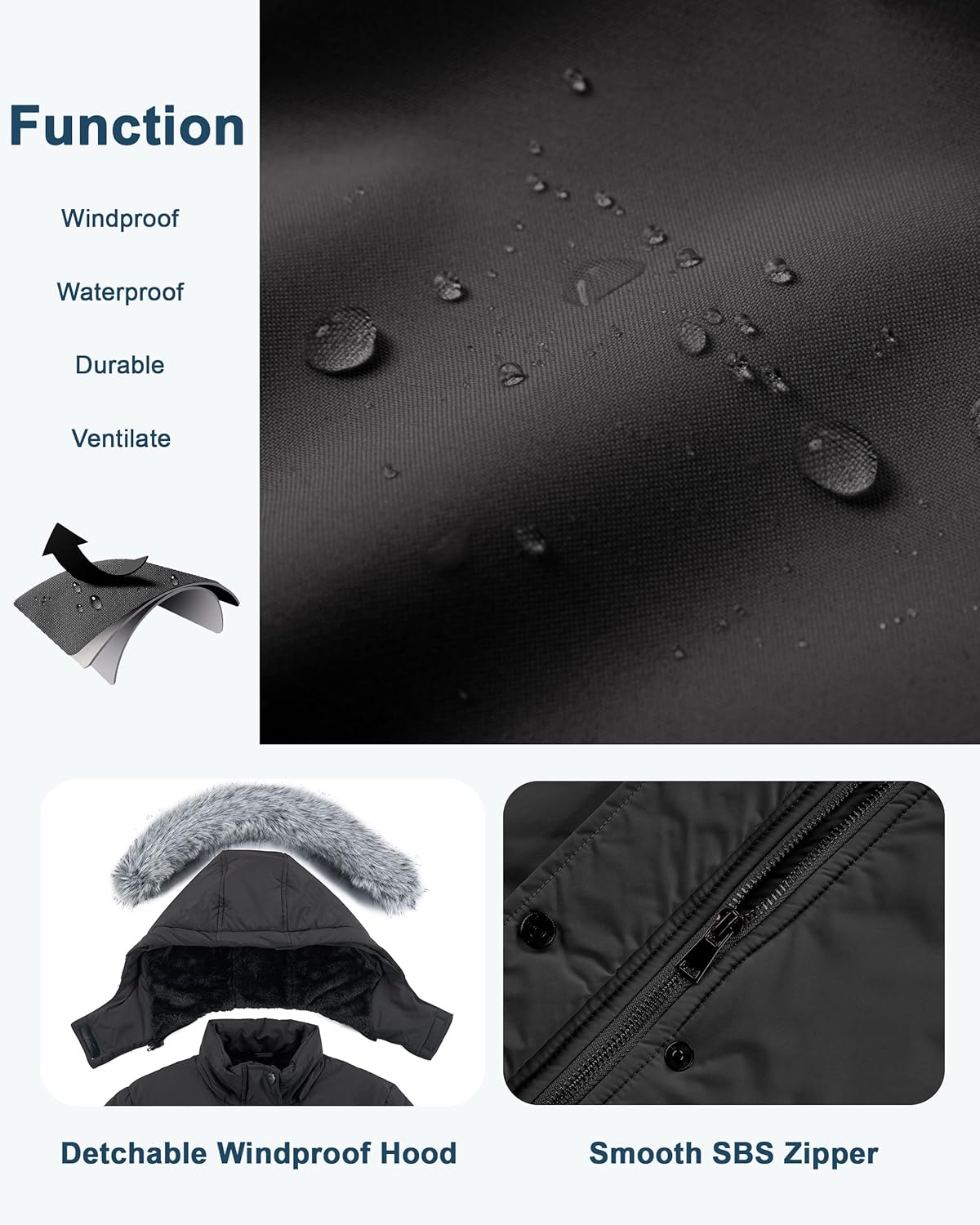 WULFUL Girl’s Winter Parka Coat Long Waterproof Warm Fleece Puffer Jacket - Image 5