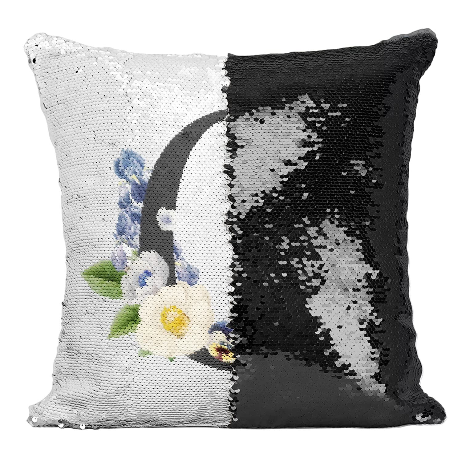 Coussin Sequin Paillettes Noir Idée Cadeau Personnalisé Prénom Clémence Clara