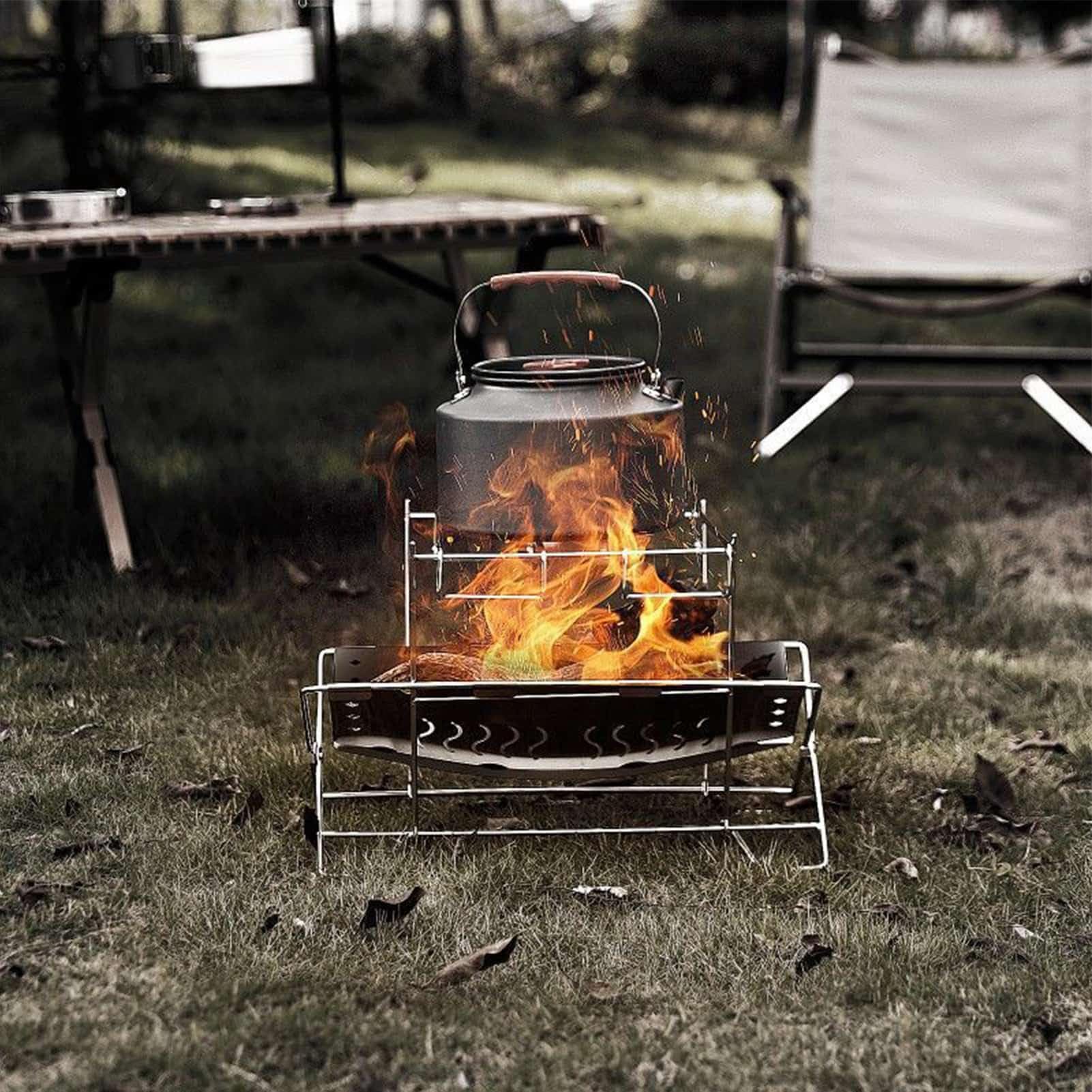 Do Na Zewnątrz Stal Nierdzewna Składany Ruszt | Przenośny Organizer Ogniskowy, Akcesoria Grillowe Do Ogrodu I Barbecue