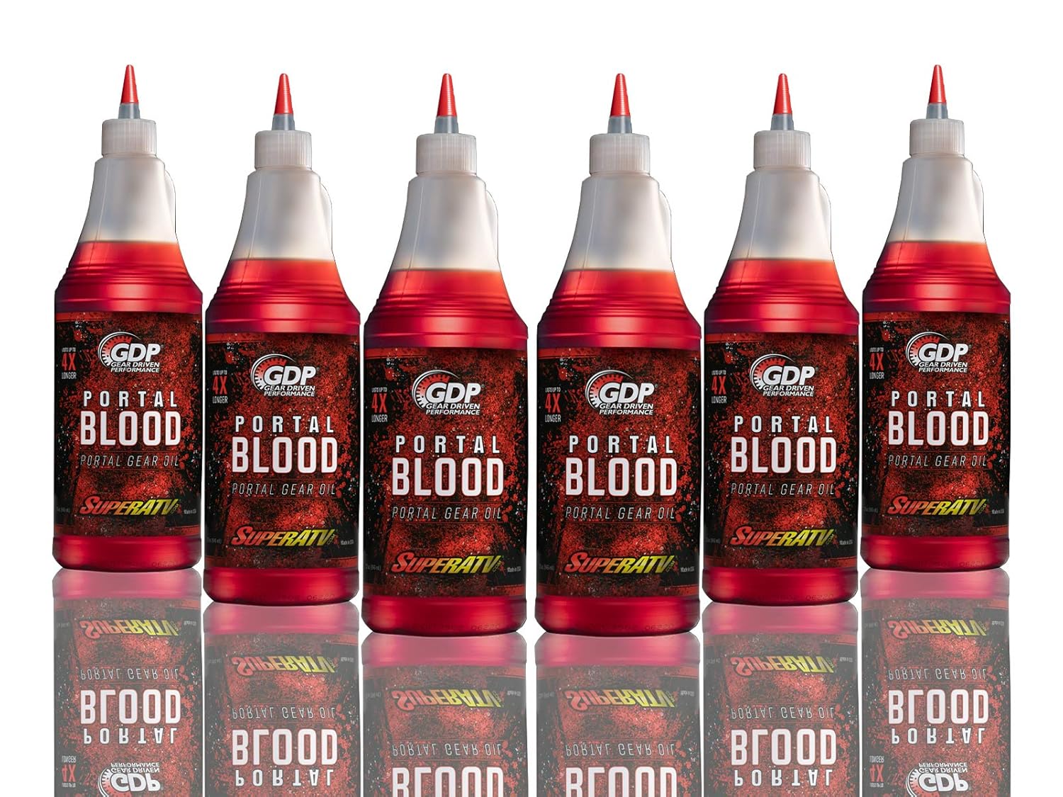 SuperATV Portal Blood | High Performance Portal Gear Oil | Case of SIX - 32 OZ Bottles | Designed for UTV/ATV Portal Gear Lifts | Lasts up to 4 Times Longer Than Other Gear Oil