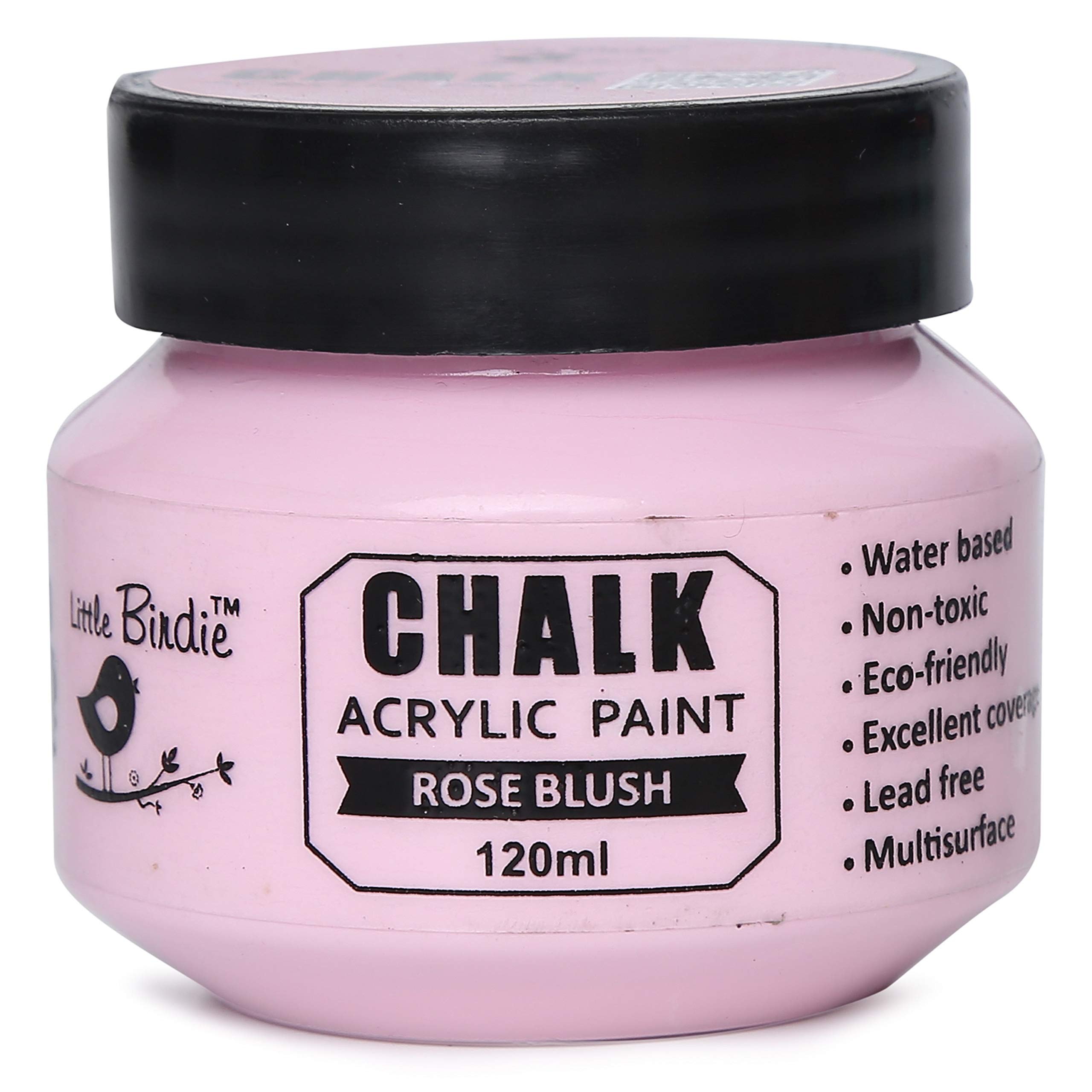 Little Birdie Home Decor Chalk Paint Rose Blush - 120ml |Chalk Paint for Wood Furniture, Wall, Home Decor, Glass, Terracotta Pots & Matte Acrylic Chalk Paint | Multi Surface Paint
