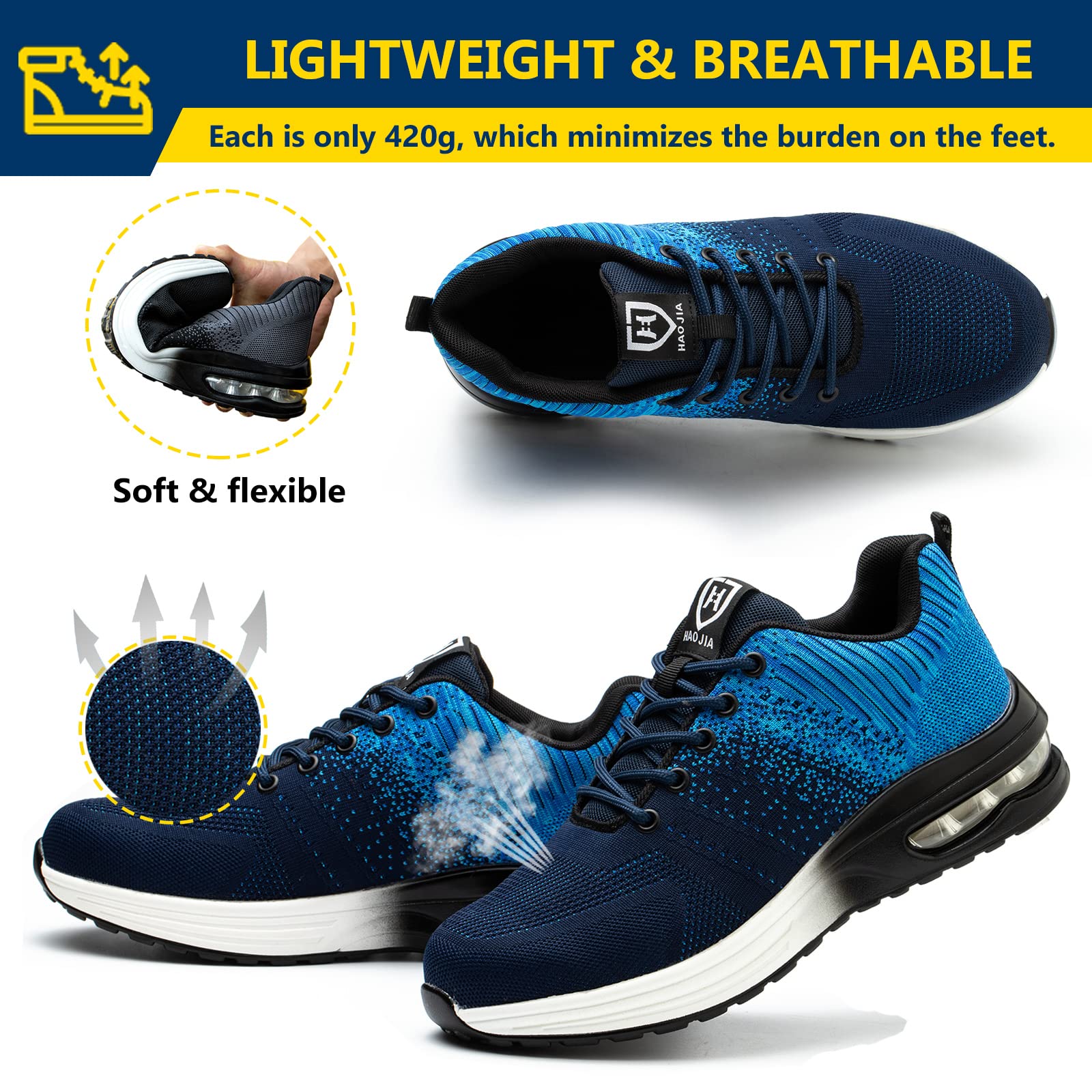 Baofular Scarpe Antinfortunistiche Uomo Donna Leggere Scarpe da Lavoro Comode Scarpe Sicurezza Antiscivolo Traspiranti