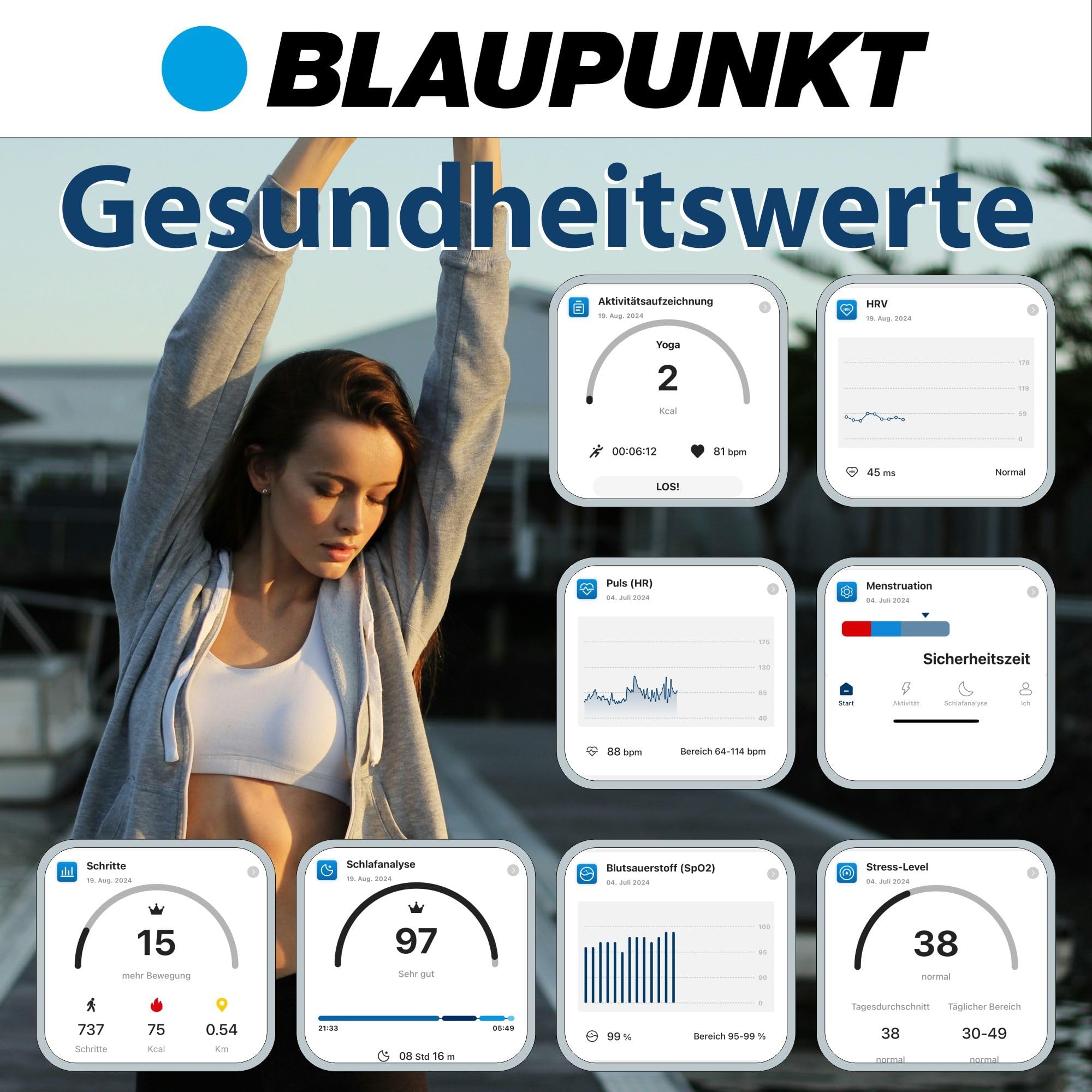 Blaupunkt Smart Ring Pro | kein ABO | höchster Datenschutz | Keine Cloudanmeldung | Titan | Schritte, Schlaf, Puls, Blutsauerstoff SpO2, HRV | IP68 | für Android und iOS |