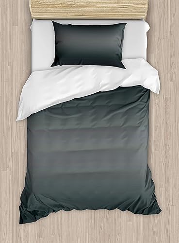 Miniatura 18 de Ambesonne Juego de funda de edredón color menta, líneas onduladas horizontales a rayas blancas abstractas de tonos suaves, exhibición de arte