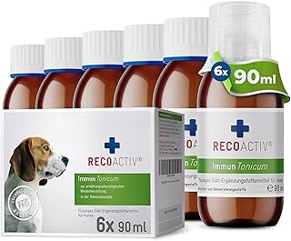 RECOACTIV Immun Tonicum für Hunde, 6 x 90 ml, Diät-Ergänzungsfuttermittel zur Immununterstützung und Vorbeugung bei Mangelerscheinungen, wirkungsvoller diätischer Appetitanreger