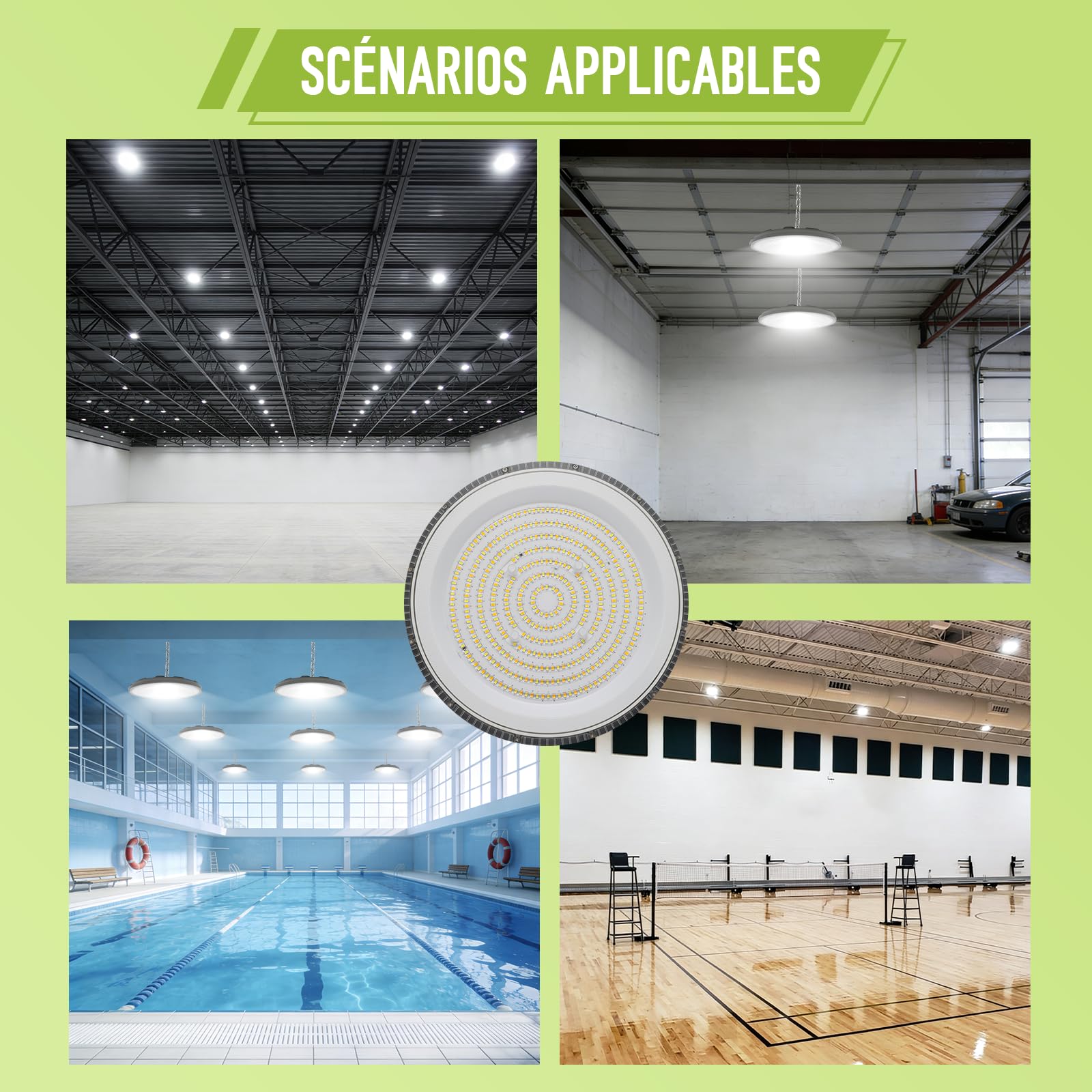 Maxled, Light is Led! LED High Bay 100W Spot LED pour Hall 10000LM Luminaire Étanche pour Hall 3CCT 3000K/4000K/6500K Lampe UFO IP65 Éclairage de Hall Angle de Rayonnement 90º Lampe Industrielle
