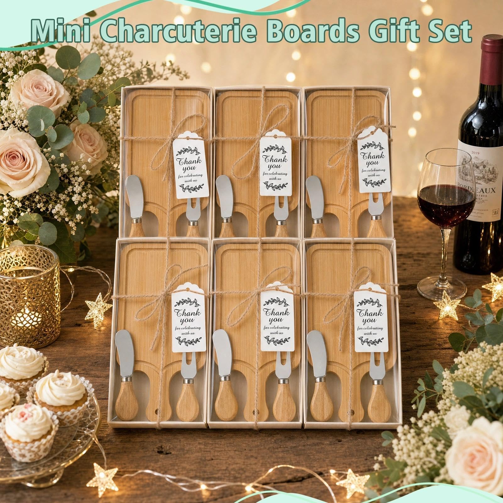 Regalos de 3 piezas para baby shower (6 juegos) para premios de invitados, premios de despedida de soltera para ganadores del juego, juego de regalo de tabla de queso con tablas de embutidos