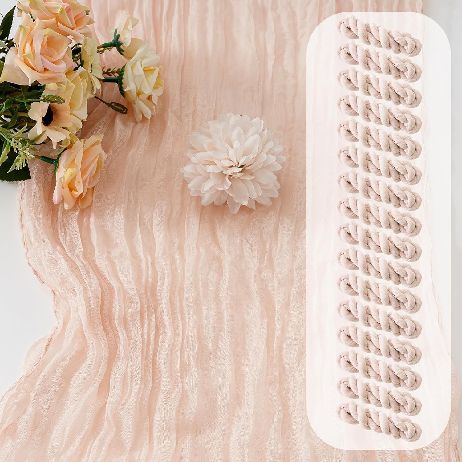 Cheesecloth Table Runner 17x108 Inch Semi Sheer Boho Fabric for Wedding Baby Shower Birthday Party Home Table Decor (Dusty Pink, 16 Pack - 17 x 108 inches)