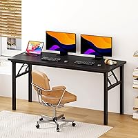 Vista 2 de Escritorio plegable, escritorio plegable de 62 pulgadas sin montaje para espacios pequeños, escritorio plegable resistente, escritorios funcionales