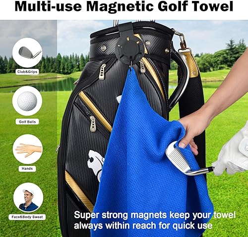Miniatura 3 de iGuerburn Toallas de golf magnéticas para hombres, toallas de golf con imán de fuerza industrial para bolsas de golf, se adhieren a palos de