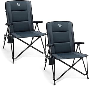 TIMBER RIDGE Folding Camping Chair, Collapsible Armrests Chair With Cup