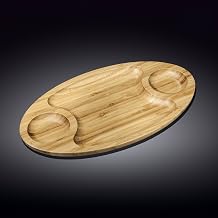WILMAX Bamboo SET OF 3 THREE SECTION PLATTERS 16" X 9" | 40.5 CM X 23 CM WL-771040/A