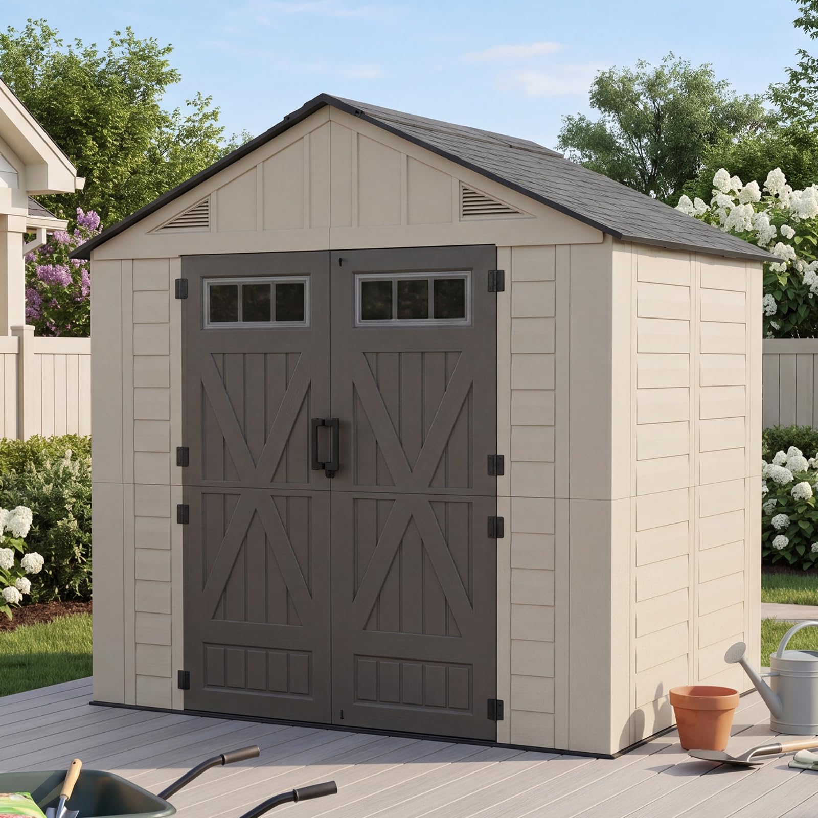 LazySunsets 8x6 Ft Outdoor Storage Shed with Floor