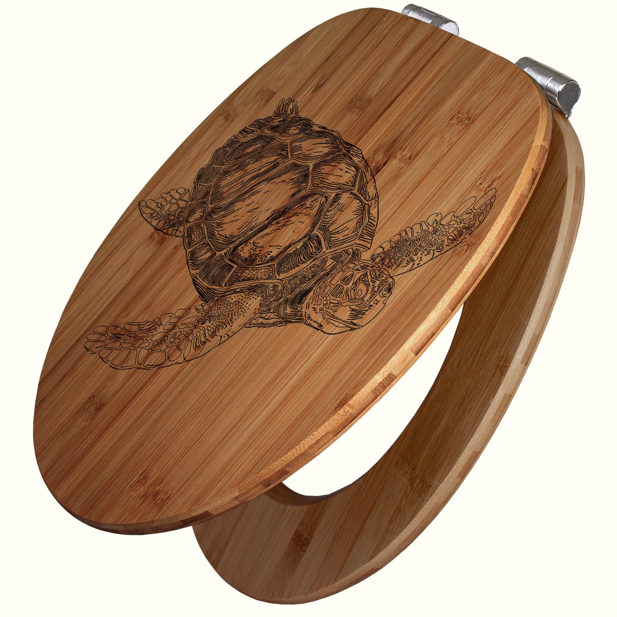 banjado Hochwertig gravierter Design WC Sitz Bambus Absenkautomatik  Schildkrte/Toilettendeckel mit Absenkautomatik Holz/Bambus Klodeckel/WC- Sitz fr alle gngigen Toiletten : Amazon.de: Baumarkt